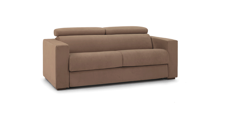 Divano 3 posti con letto (materasso 140x190x12 cm), in microfibra.