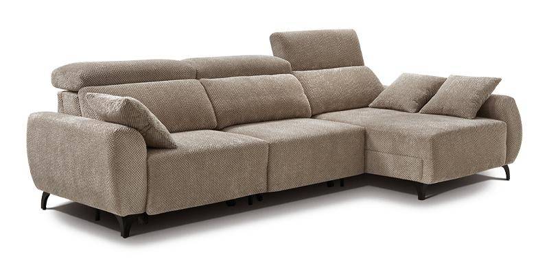 Divano 3 posti con 2 sedute a slitta elettriche e chaise longue a slitta elettrica, in microfibra antimacchia.