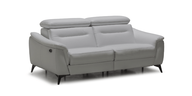 Divano 3 posti con 2 sedute relax elettriche, in vera pelle.